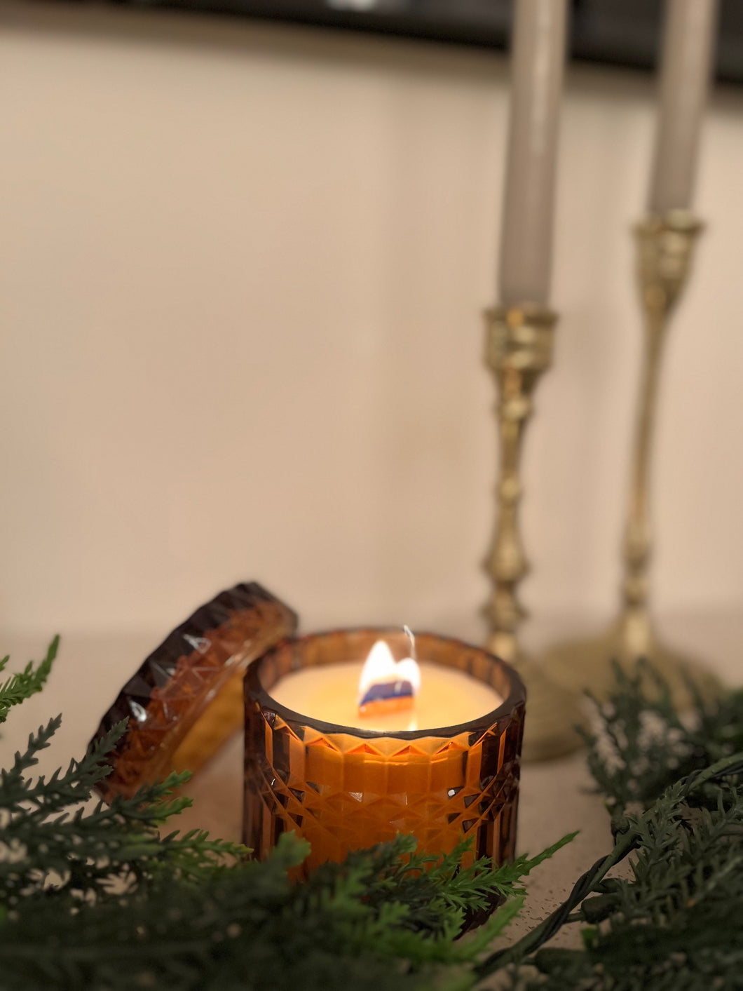 Vintage Brown Candles in Christmas Medley